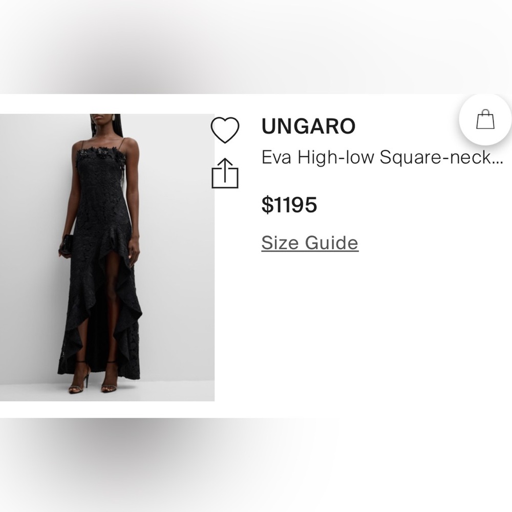 Ungaro Eva High Low Square Neck Floral Lace Gown - Picture 2 of 16
